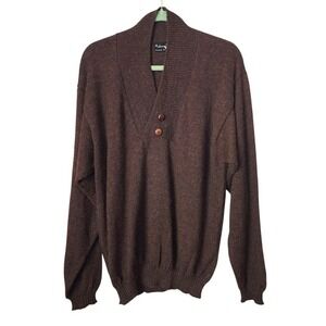 MODERN ALPACA‎ VINTAGE Brown Shawl Collar Button Sweater Pullover Size XL